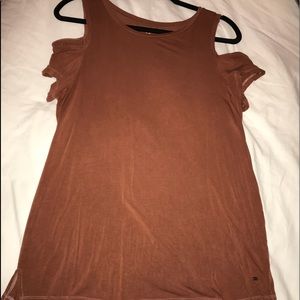 rust color off the shoulder top